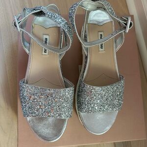 Miu Miu Sparkling Silver Women's Sandals